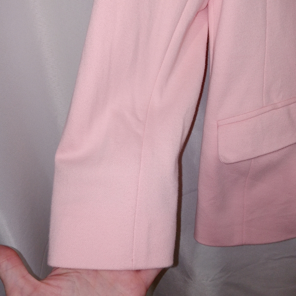 Talbots Petite Aberdeen Pique Knit Pink Lined 2-Button Blazer Size 10P - Picture 3 of 14